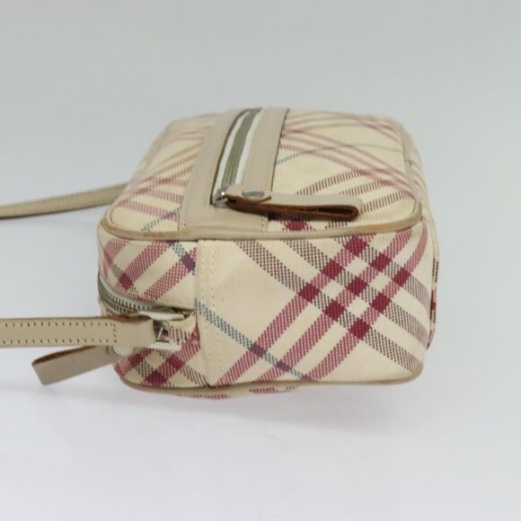 BURBERRY Nova Check Blue Label Shoulder Bag Canvas Beige Silver Auth 118746 - Picture 4 of 16